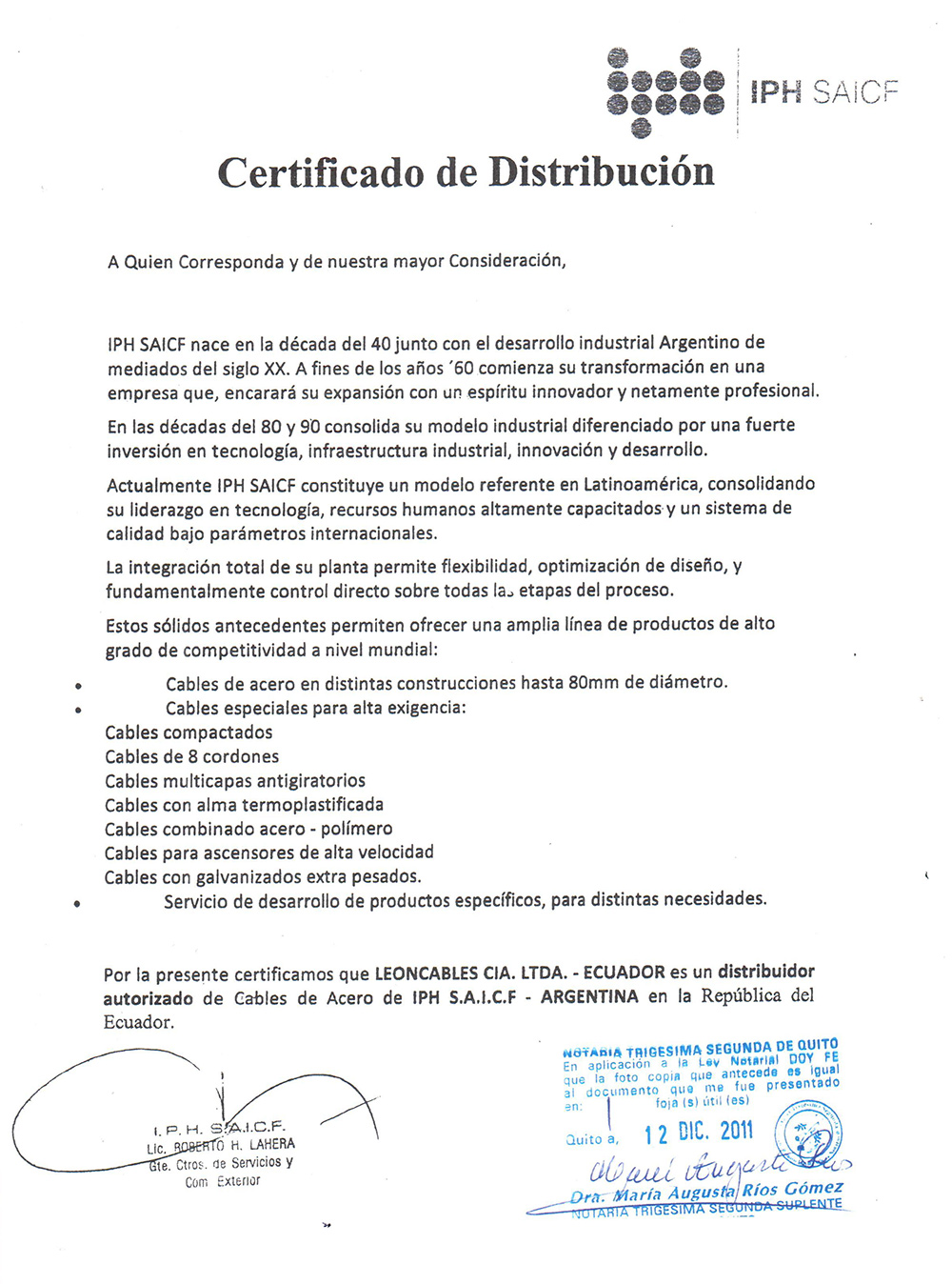 Certificado IPH